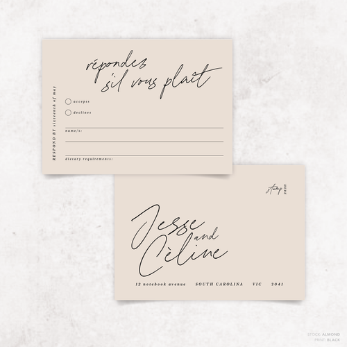 Before Sunrise: Wedding RSVP Card