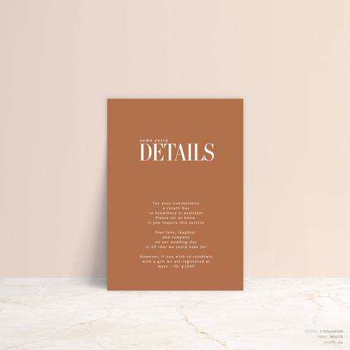 Claire: Wedding Info Card