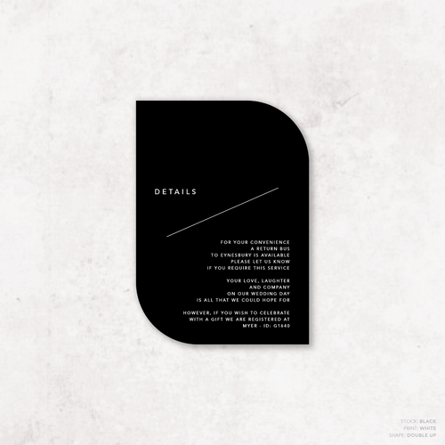 Cosmopolitan: Wedding Details Card