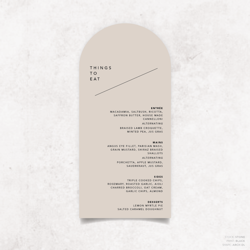 Cosmopolitan: Wedding Menu