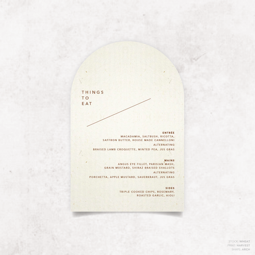 Cosmopolitan: Wedding Menu