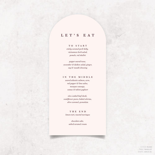 Ferris Wheel: Wedding Menu