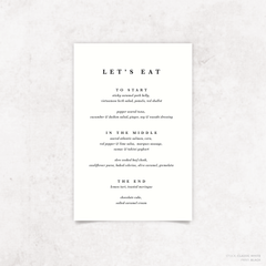 Ferris Wheel: Wedding Menu