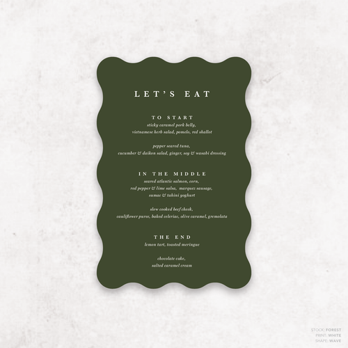 Ferris Wheel: Wedding Menu