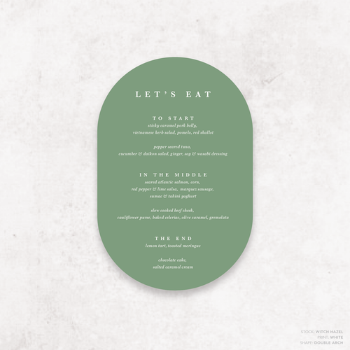 Ferris Wheel: Wedding Menu