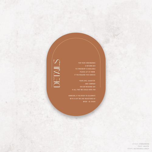 First Date: Wedding Info Card