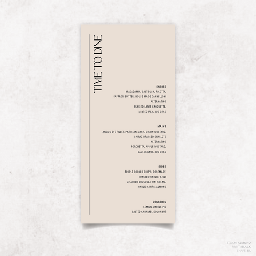 First Date: Wedding Menu Card