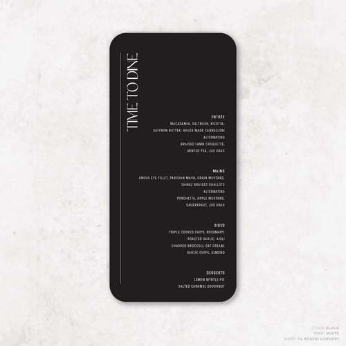 First Date: Wedding Menu Card