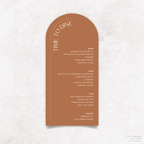 First Date: Wedding Menu Card