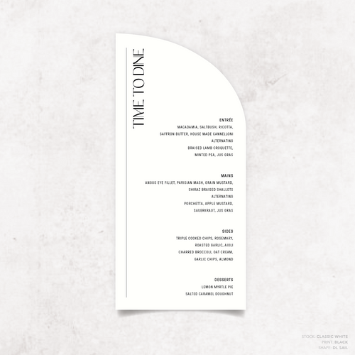 First Date: Wedding Menu Card