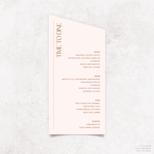 First Date: Wedding Menu Card