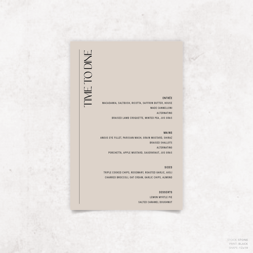First Date: Wedding Menu Card