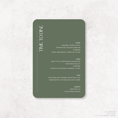 First Date: Wedding Menu Card