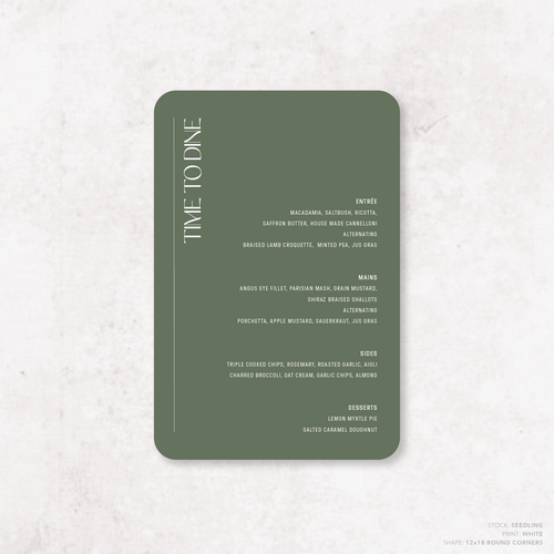 First Date: Wedding Menu Card