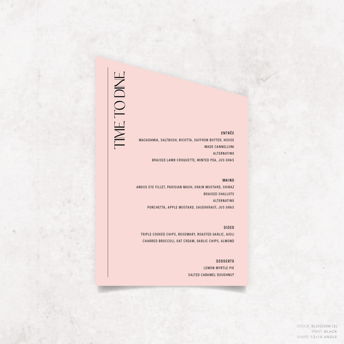 First Date: Wedding Menu Card