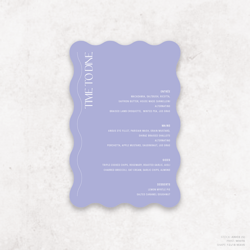 First Date: Wedding Menu Card