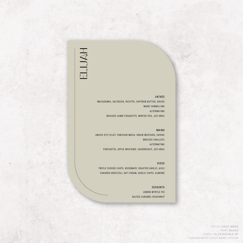 First Date: Wedding Menu Card