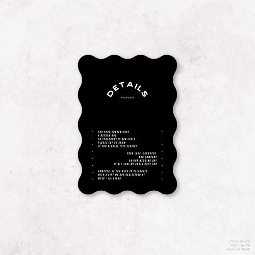 Galway Girl: Wedding Info Card