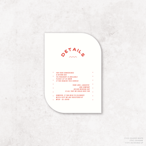 Galway Girl: Wedding Info Card