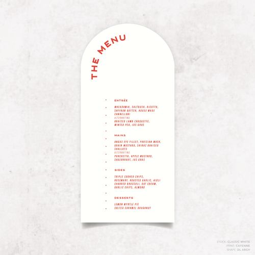 Galway Girl: Wedding Menu