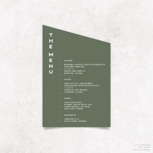 Galway Girl: Wedding Menu