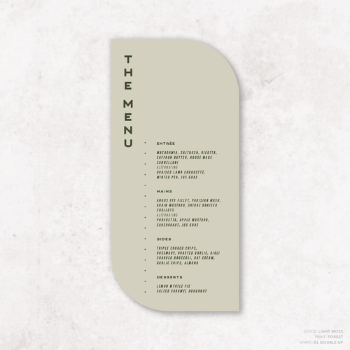 Galway Girl: Wedding Menu