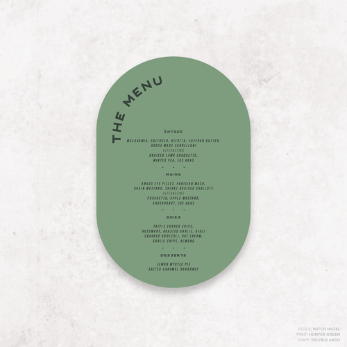 Galway Girl: Wedding Menu