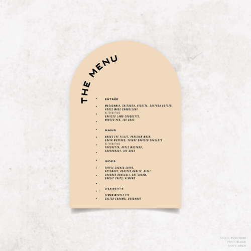 Galway Girl: Wedding Menu