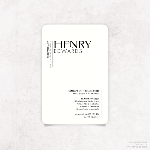 Henry: Baptism Invitation + Birthday Invitation