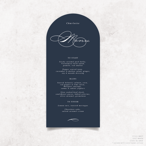 Julia: Baptism Menu Card