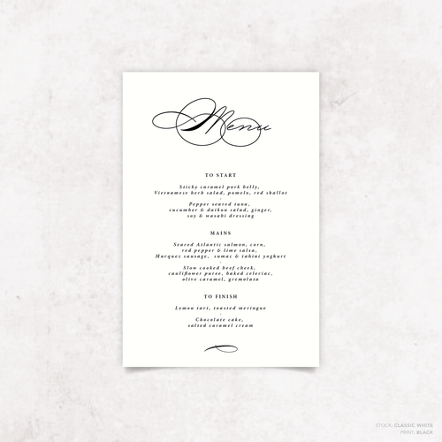 Julia: Baptism Menu Card