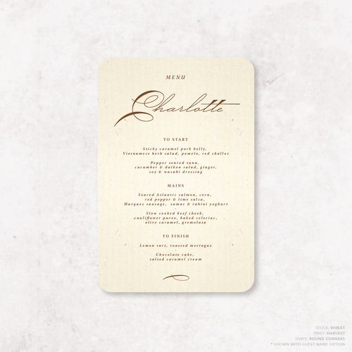 Julia: Baptism Menu Card