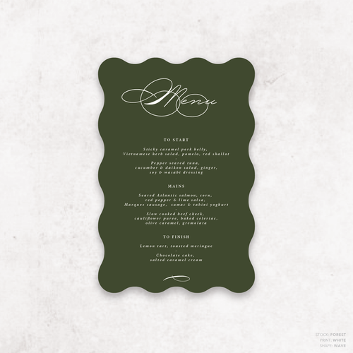 Julia: Baptism Menu Card