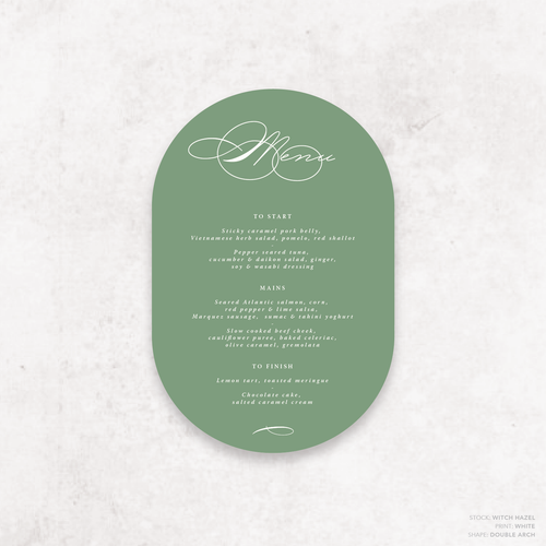 Julia: Baptism Menu Card