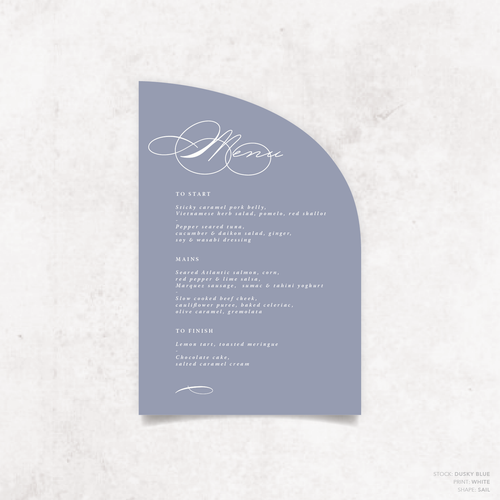 Julia: Baptism Menu Card