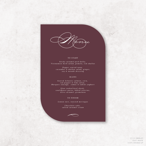 Julia: Baptism Menu Card