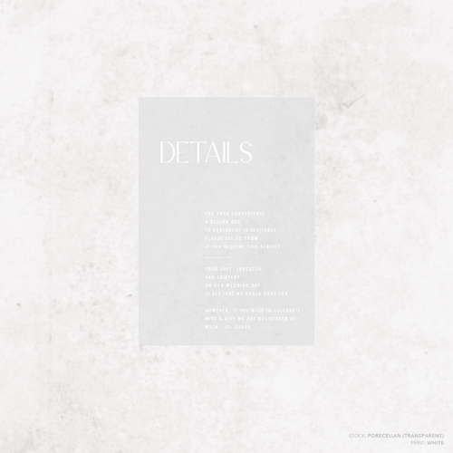 Me And You: Wedding Info Card