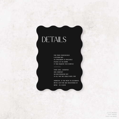 Me And You: Wedding Info Card