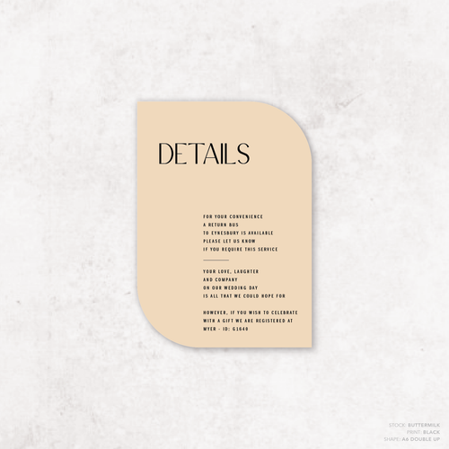 Me And You: Wedding Info Card