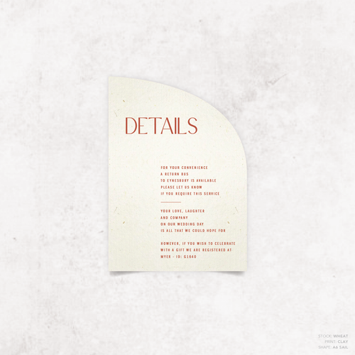 Me And You: Wedding Info Card