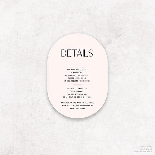 Me And You: Wedding Info Card