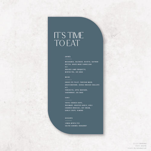 Me And You: Wedding Menu