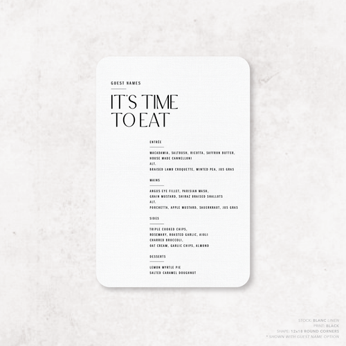 Me And You: Wedding Menu