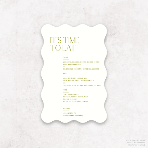 Me And You: Wedding Menu