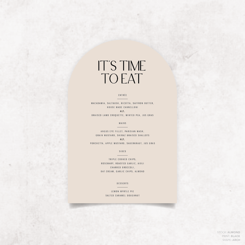 Me And You: Wedding Menu