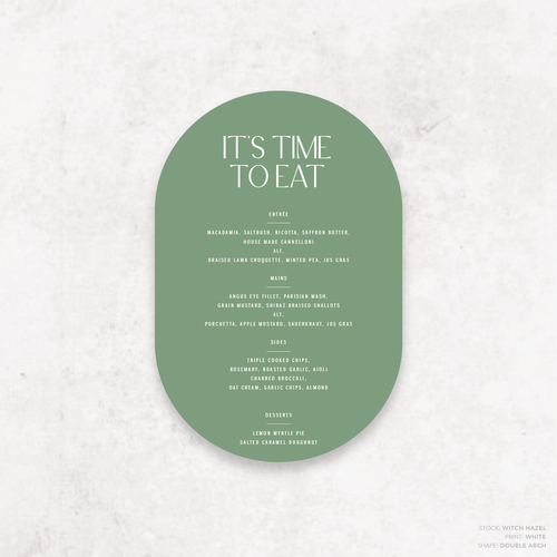 Me And You: Wedding Menu