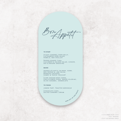 Olivia: Baptism Menu Card