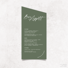 Olivia: Baptism Menu Card