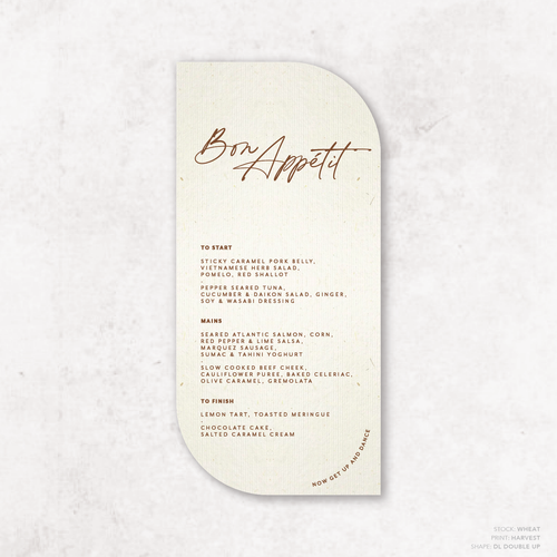 Olivia: Baptism Menu Card