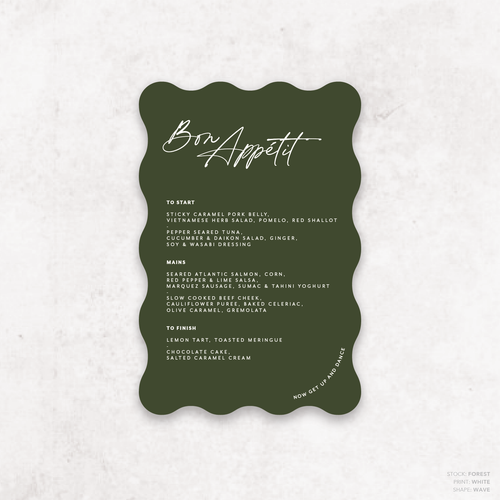 Olivia: Baptism Menu Card